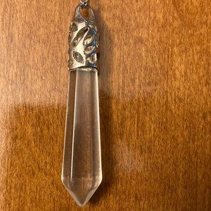 Natural Crystal Quartz Silver Pendant Necklace